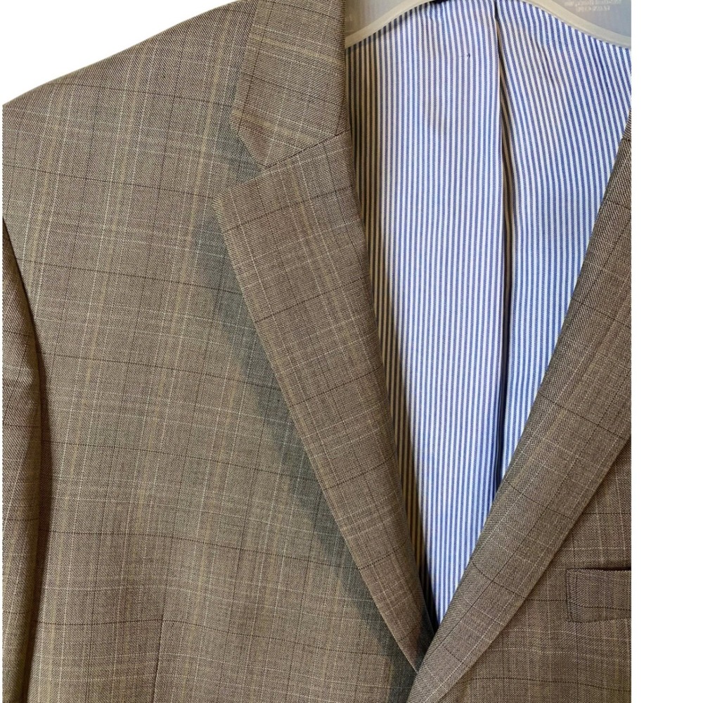 Tommy Hilfiger Mens Gray Plaid 100% Wool Blazer Sport Coat 40R Two Button
